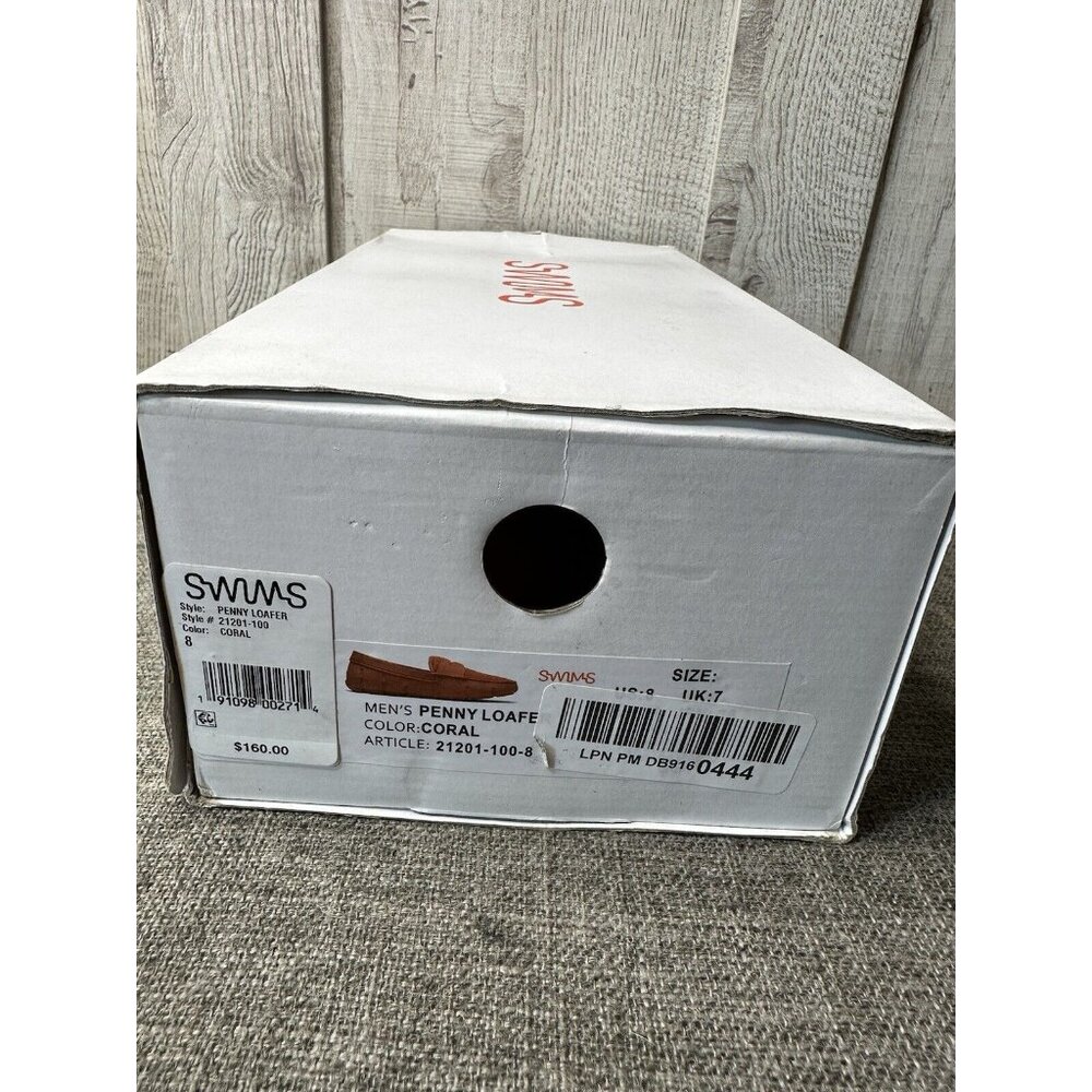 SWIMS Mens Penny Loafers Size 8 Machine Washable Boat Deck Orange Coral Shoes - Picture 10 of 11